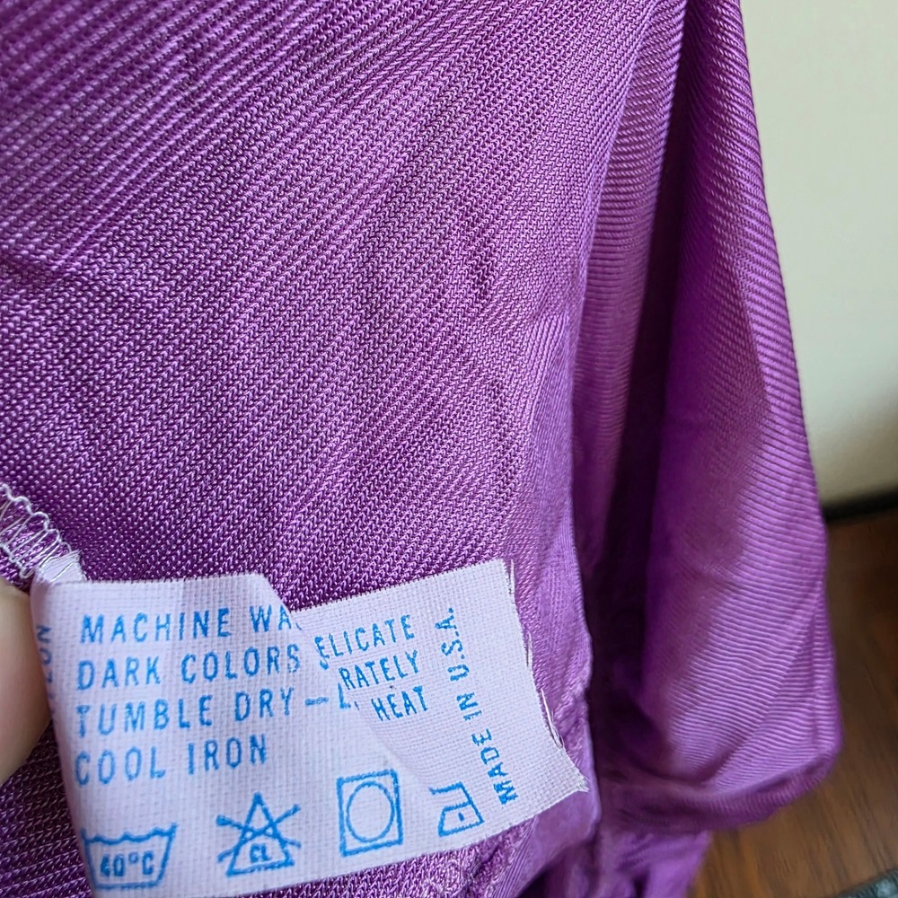 Vintage 70s Vanity Fair Babydoll Purple Nylon Nightgown Lace Ruffle Maxi Medium - Picture 6 of 6